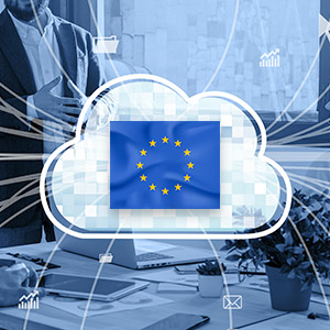 Un nuage avec le drapeau européen